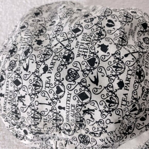 Disney Alice In Wonderland Cream Black All Over Print Hat - Picture 4 of 11